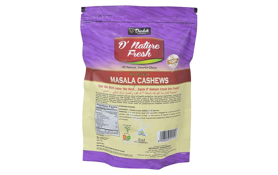 D'nature Fresh Blackpepper Roasted Masala Cashews   Pack  250 grams